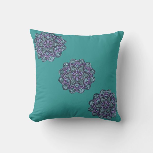Coussin floral turquoise élégant de motif (Recto)