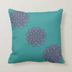 Coussin floral turquoise élégant de motif