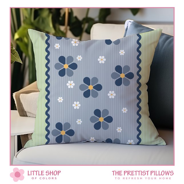 Coussin Floral Vert Bleu (Créateur téléchargé)