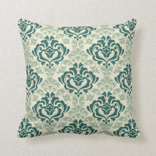 Coussin Floral vert damassé classique