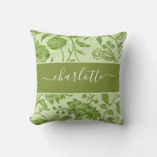 Coussin Floral vert Vintage rustique