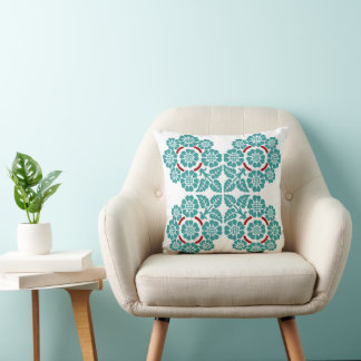 Coussin Floral vintage avec Arrière - plan personnalisable