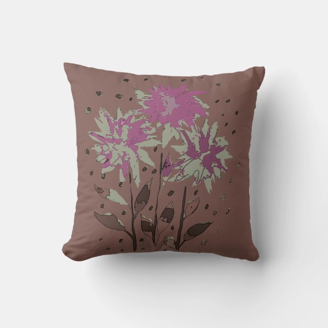 Coussin Floral vintage Brown pourpre (Recto)