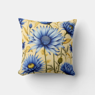 Coussin Floral vintage de Cornflower bleu et jaune