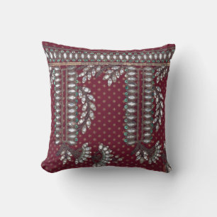 Coussin Floral Vintage Élégant Brocade Indian Cushion