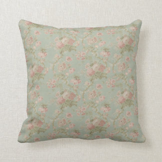 Coussin Floral vintage élégant s'est levé, vert et rose