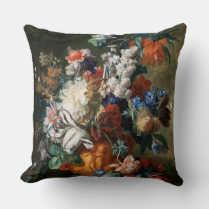 Coussin Floral vintage Jan van Huysum Bouquet de fleurs