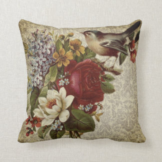Coussin Floral vintage & Oiseau