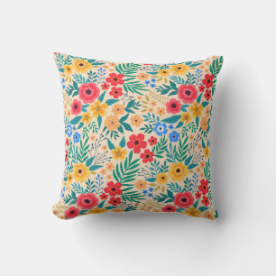 Coussin Floral vintage, Petites Fleurs Colorées.