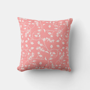 Coussin floral Vintage rose roux