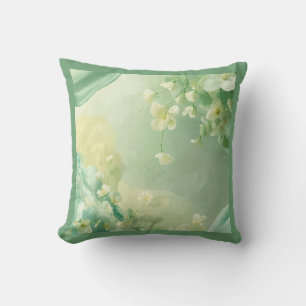 Coussin Florales de sauge douce et de vert de menthe rêveu