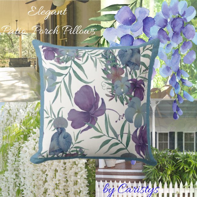 Coussin Florales Mauve, Bleu d'ardoise avec verdure (Créateur téléchargé)