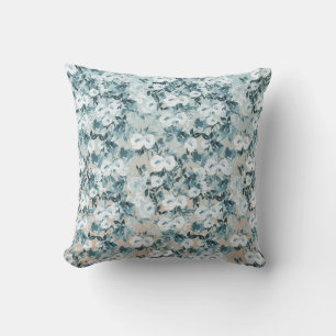Coussin Flore blanche de la pêche bleue