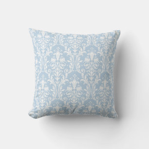 Coussin Flore bleu clair et blanc de Damas 4
