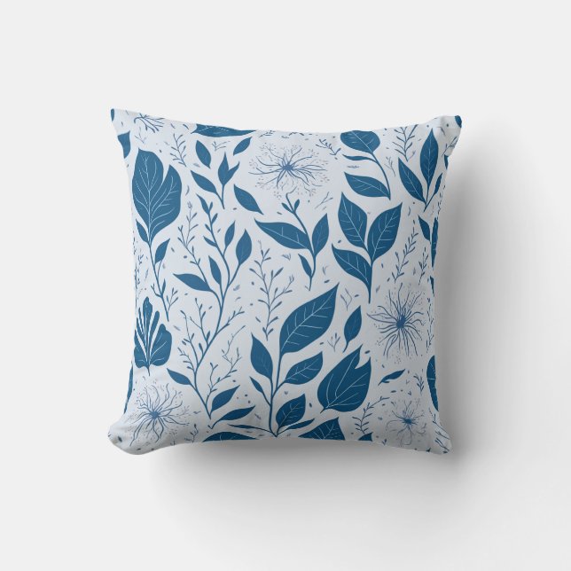 Coussin Flore Bleu Motif Lancer Fleurs d'oreiller (Recto)