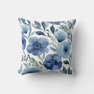 Coussin Flore bleu serène