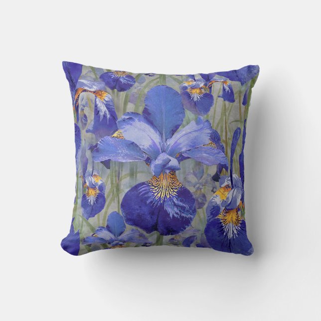 Coussin Flore bleue d'Iris (Recto)
