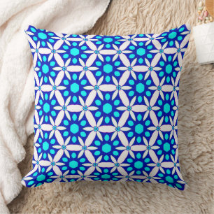 Coussin Flore bleue et blanche Motif d'oreiller à lancer