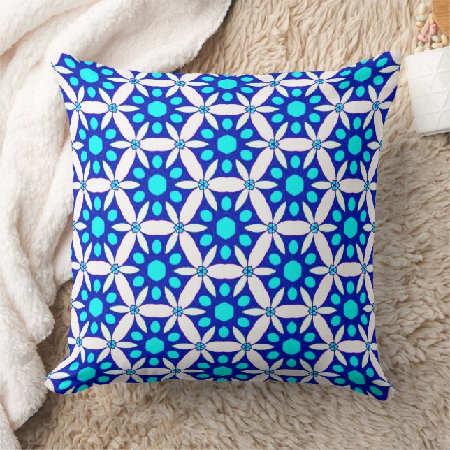 Coussin Flore bleue et blanche Motif d'oreiller à lancer (Couverture)