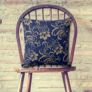 Coussin Flore bleue or