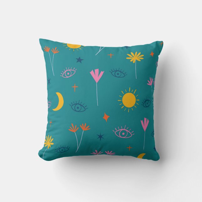 Coussin Flore céleste et Motif oculaire (Recto)