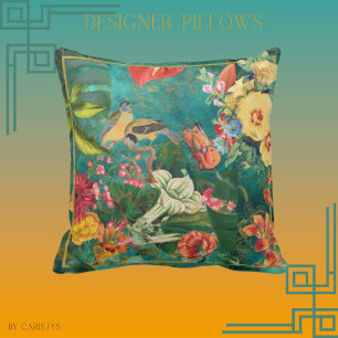 Coussin Flore Colorée Élégante, Oiseaux