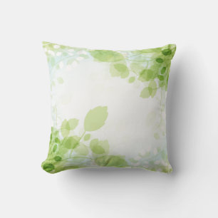 Coussin Flore d'aquarelle moderne Feuille de printemps