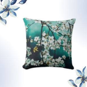 Coussin Flore de printemps blanc