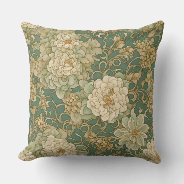 Coussin Flore nostalgique en teintes Vintages (Recto)