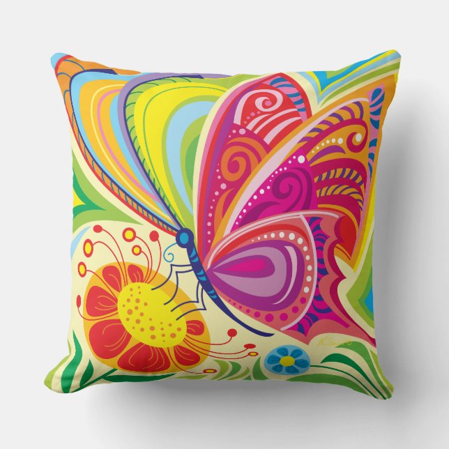 Coussin Flore ondoyante ensoleillée (Recto)