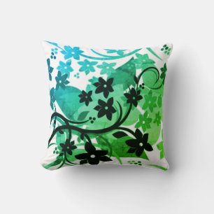 Coussin [Flore rétro] Design graphique botanique de Green