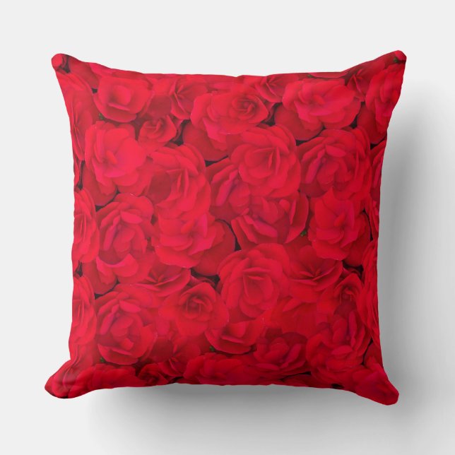 Coussin Flore romantique rouge (Recto)