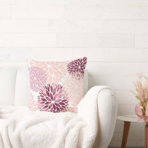 Coussin Flore rose Chic élégant