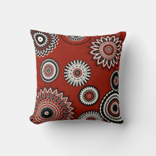 Coussin Flore rouge gras noir blanc