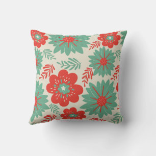 Coussin Flore rouge Vintage rétros