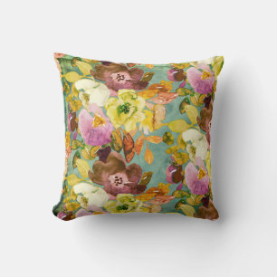 Coussin Flore sur Turquoise