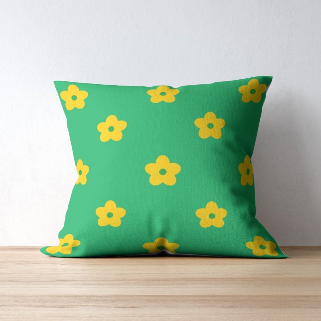 Coussin Flore Tropical Vert Fleur Jaune Patte (Créateur téléchargé)