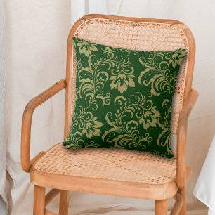 Coussin Flore verte or