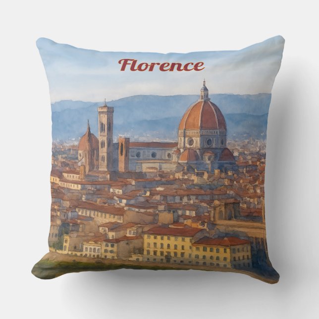 Coussin Florence Aquarelle Duomo Skyline (Recto)