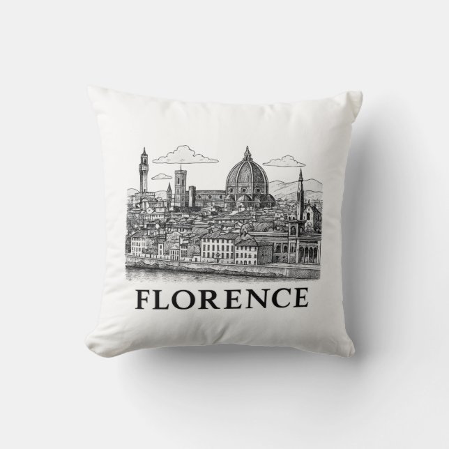 Coussin Florence Cityscape - Duomo Cathedral Line Art (Recto)