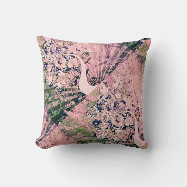 Coussin Flores avec paon rose (Recto)