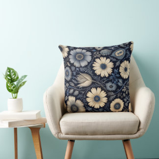 Coussin Flores bleues et blanches | Élégance aquarelle