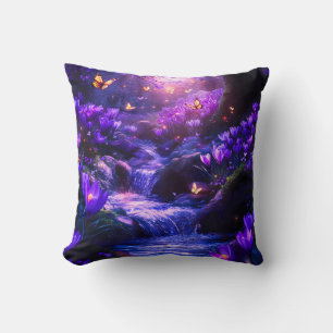 Coussin Flores en cascade de lavande de minuit