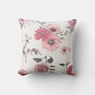 Coussin Flores roses vintages