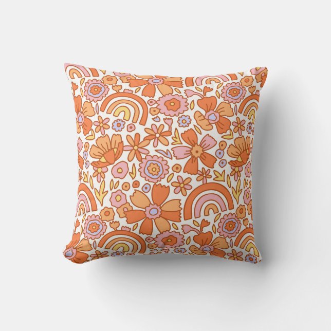 Coussin Flores super rétro oranges (Recto)