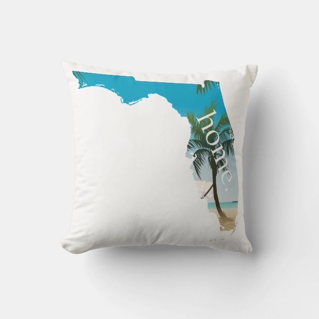 Coussin FLORIDA Accueil Plage Océan Palmier Rempli (Recto)
