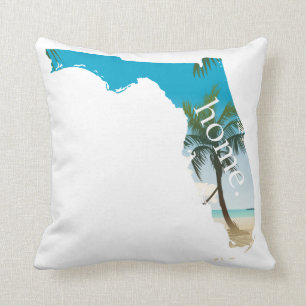 Coussin FLORIDA Accueil Plage Océan Palmier Rempli