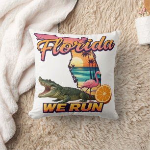 Coussin Florida Nous Courons Coucher de Soleil Alligator F