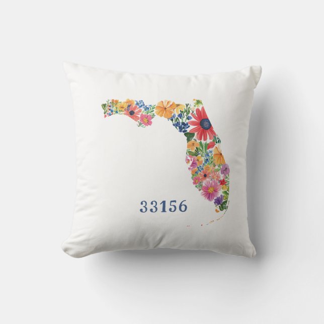 Coussin Florida rempli de fleurs + texte personnal (Recto)