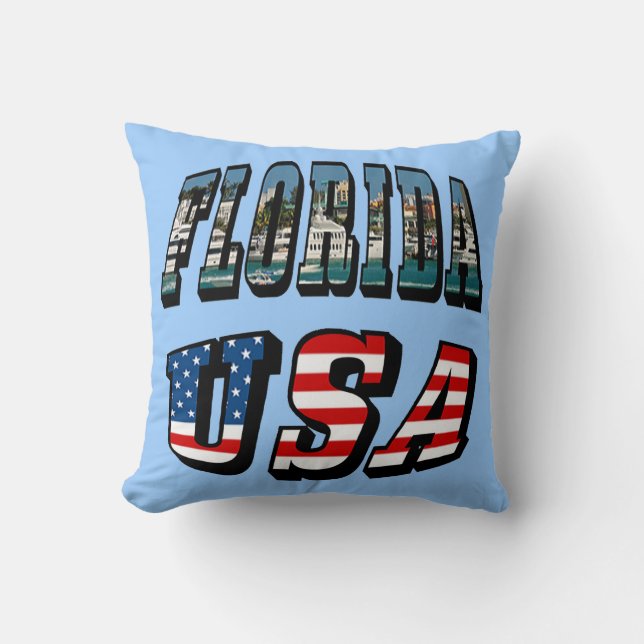 Coussin Floride Photo et USA Flag Text (Recto)